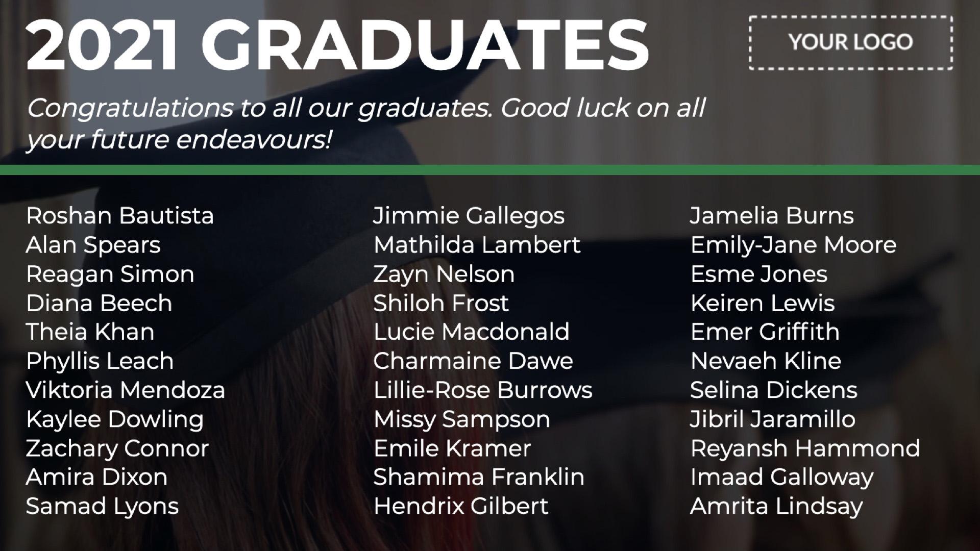 Announcement Graduates Text Digital Signage Template